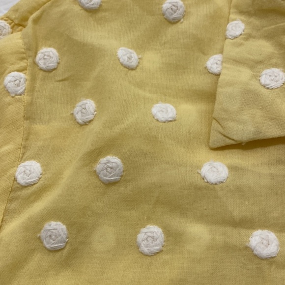 Copper Key Embroidered Dot Yellow Button Down Top Size XS - Picture 5 of 8